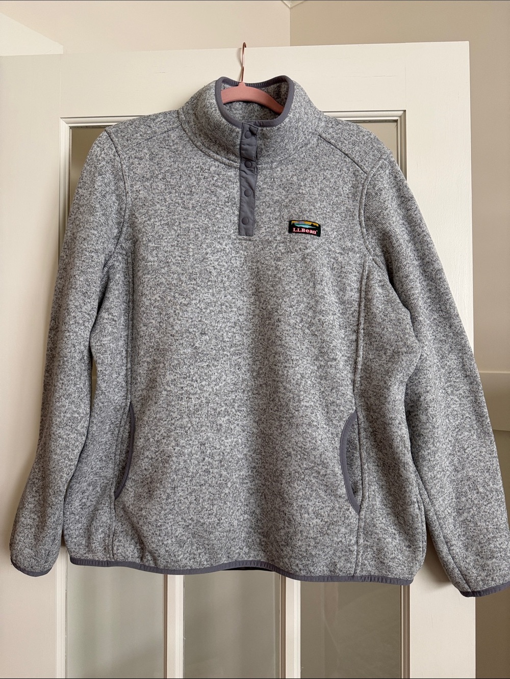 L.L. Bean Heather Gray Women’s Snap-Front Fleece Pullover